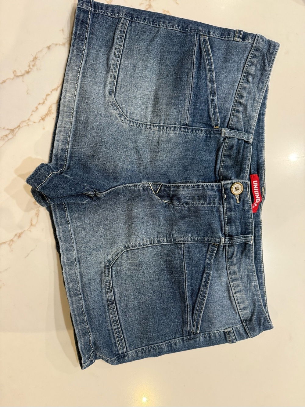 UNIONBAY Blue Denim shorts with Front Patch Pockets